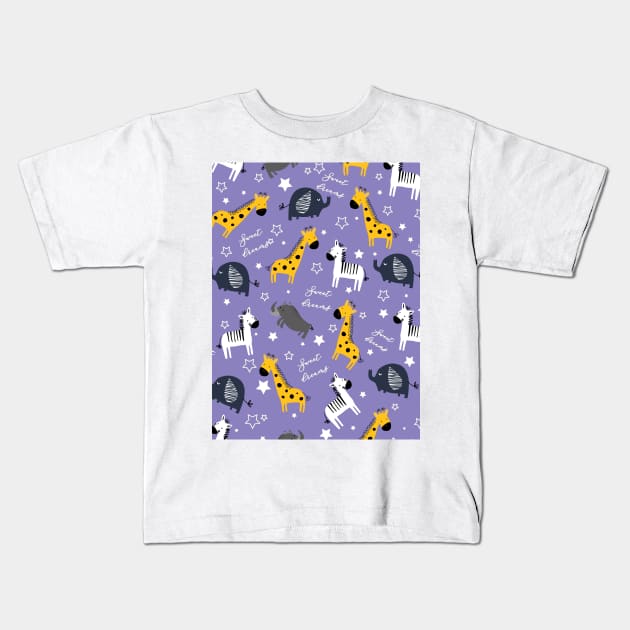 Sweet dreams little one zoo animals cute pattern purple Kids T-Shirt by Arch4Design